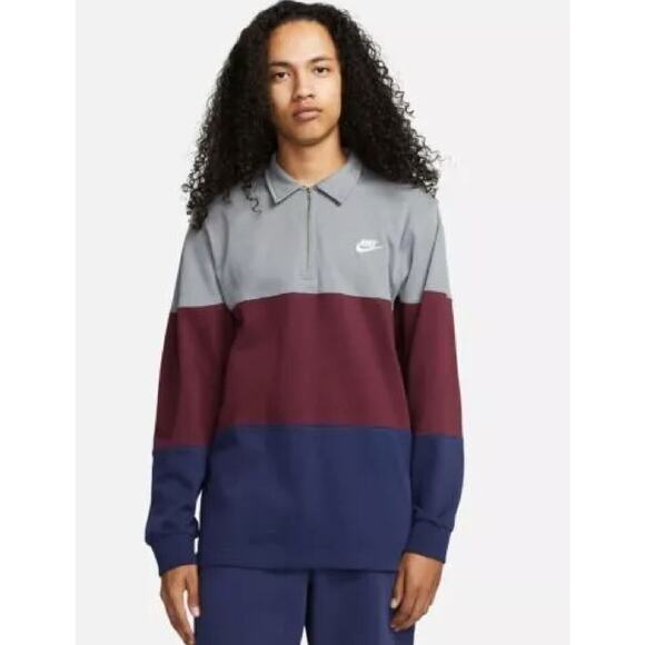 Nike Other - Nike Club Fleece Quarter Zip Polo shirt Mens Size M Loose Fit FB7797 084
